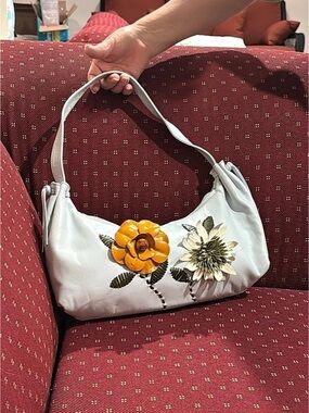 Paolo Masi Floral Shoulder Bag in Lite Blue & Brown/ Green38